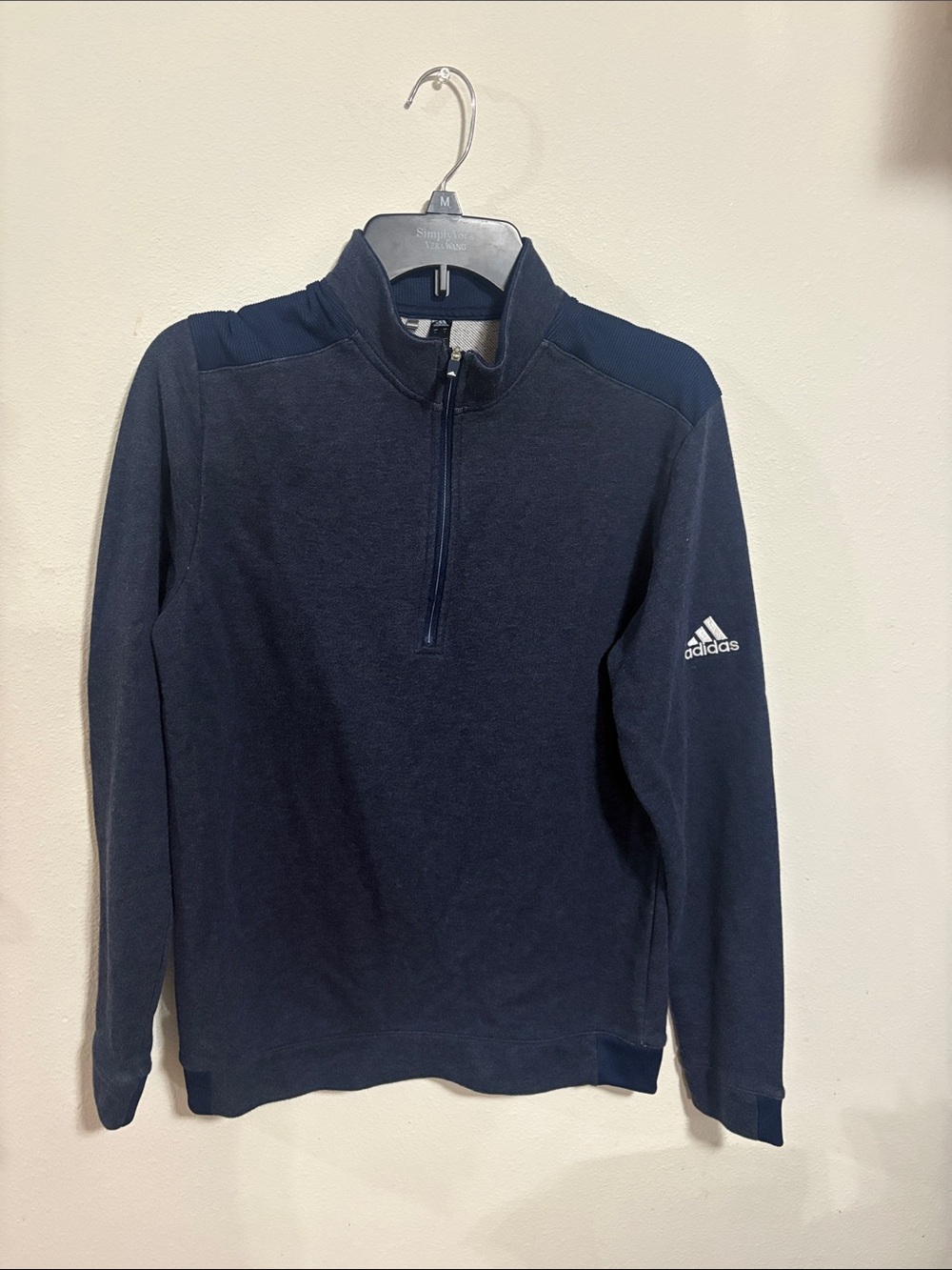 Adidas Men’s Long Sleeve Quarter Zip Navy Blue Pullover Size S